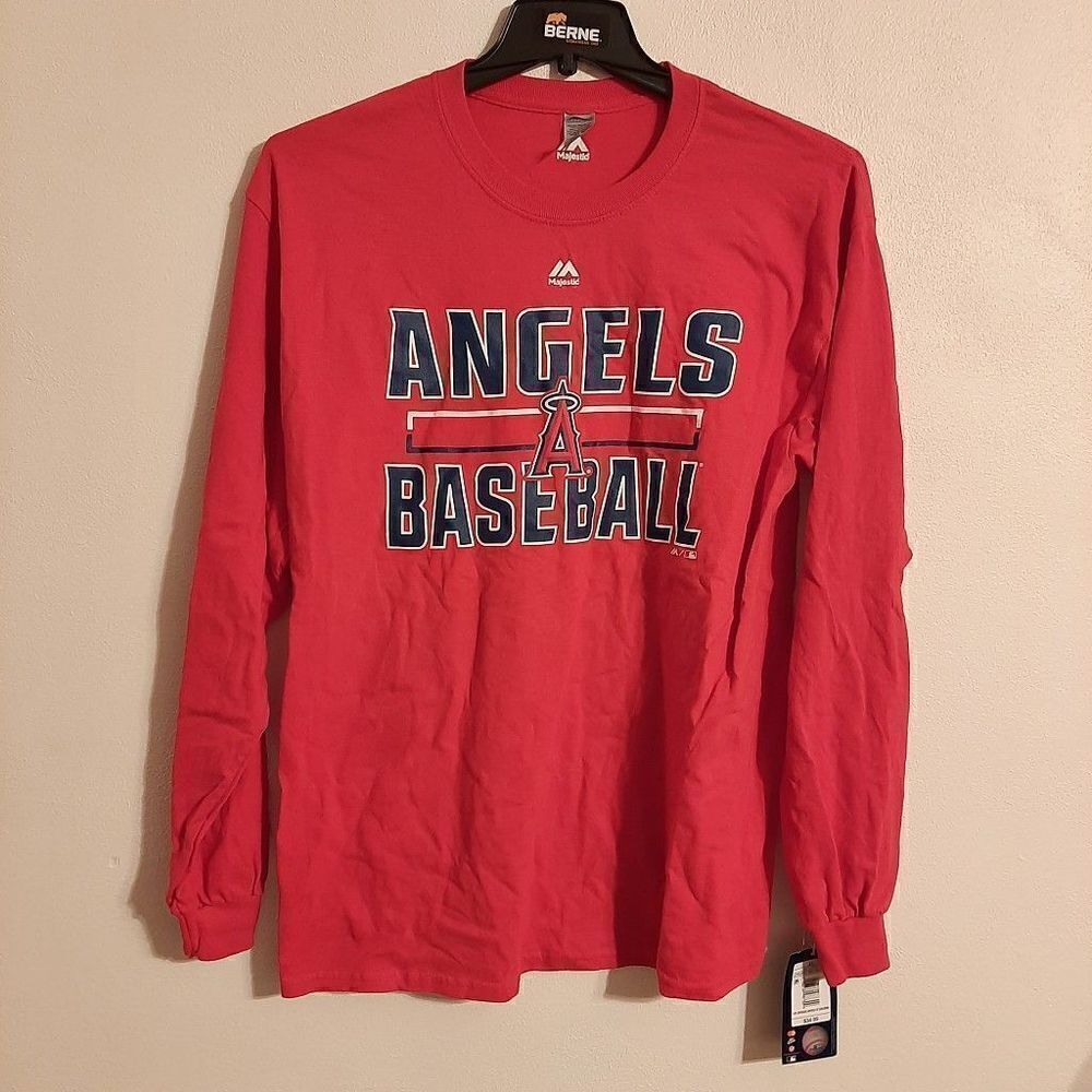 Majestic angels baseball red long sleeve t-shirt large